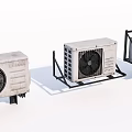 Three Air Conditioning Fans Outdoor Unit Designs With Metal Frames And Structures 3d model