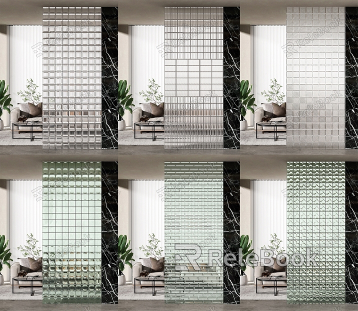 Glass brick partition SU model model