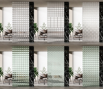 Glass brick partition SU model 3d model