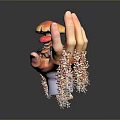 Colorful Edible Mushrooms Arranged On Hand Shaped Object With Decorative Particles