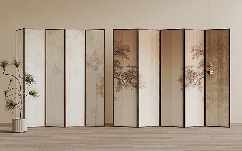 New Chinese Folding Screen Partition 3d model