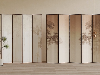 New Chinese Folding Screen Partition 3d model