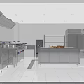 Modern Commercial Kitchen Interior With Stainless Steel Appliances Countertops And Cabinets
