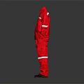 Red High Visibility Safety Coverall With Reflective Strips For Work Protection 3d model