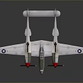 Vintage Military Model Airplane With Twin Engines Red Propellers And Star Insignia