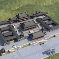 Ancient Chinese Architecture Complex With Courtyard Layout And Traditional Roofs