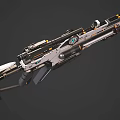 Detailed Sci-Fi Weapon Design With Mechanical Structure And Orange Accents 3d model