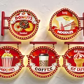Public Facility With Neon Food Signs Featuring Donuts Noodles Popcorn Coffee And Ice Cream