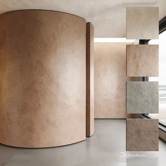 Modern Interior Design With Curved Wall And Various Wall Panels 3d model 