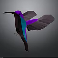 Hummingbird Low Poly 3D Model With Purple Pink And Blue Spread Wings Design