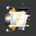 Satellite With Purple Solar Panels And Red White Body 3D Model Structure