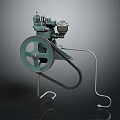 Green Industrial Equipment With Large Flywheel Metal Structure Mechanical Components And Stand