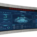 Large Embedded TV with Blue Data Analysis Interface Charts Earth Model and Data Metrics 3d model