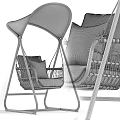 Modern Outdoor Swing Chair With Canopy Wicker Basket And Soft Cushions