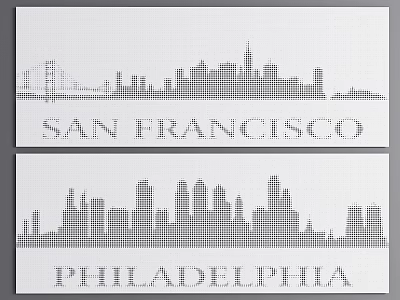 City Silhouette Perforated Plate City Orifice Plate Background Hollow Gradient Perforated Plate Perforated Plate Background Wall Aluminum Plate Perforated Plate 3d model