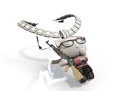 Cute Cartoon Decorative Figurine With Glasses And Wings For Home Decoration 3d model