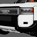 Toyota White Off Road SUV With Roof Rack Distinctive Grille And Orange Seats