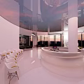 Cultural Center Interior Design With Traditional Lanterns Artistic Wall Decor And Open Exhibition Space