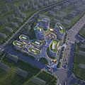 Modern Office Building Complex with Green Roofs and Contemporary Architectural Design in Urban Area