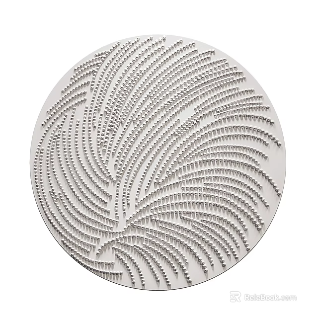 Circular White Wall Decor With Feather Like Radial Texture And Intricate Raised Patterns 3d model 