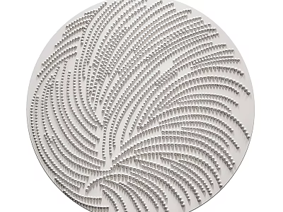 Circular White Wall Decor With Feather Like Radial Texture And Intricate Raised Patterns 3d model