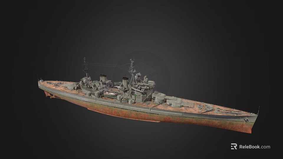 Weapon Systems On Battleship Featuring Main Turrets And Deck Guns 3d model 