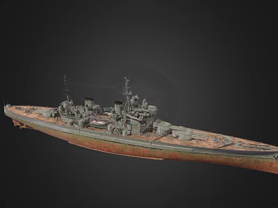 Weapon Systems On Battleship Featuring Main Turrets And Deck Guns 3d model