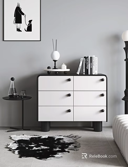 Modern Chest of Drawers With Decor And Side Table 3d model 