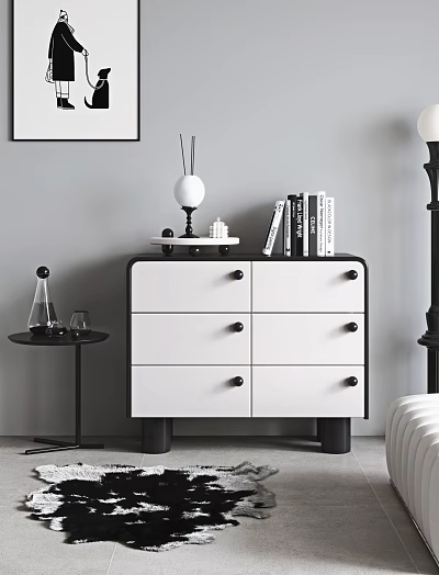 Modern Chest of Drawers With Decor And Side Table 3d model