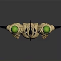 Sci Fi Humanoid Character With Tan Body Green Circular Nodes And Armored Shoulder Structures 3d model
