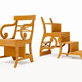 Wooden Leisure Chair With Carved Armrests Classic Design And Decorative Details