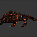Dual Headed Lava Monster With Molten Rock Texture And Glowing Lava Body
