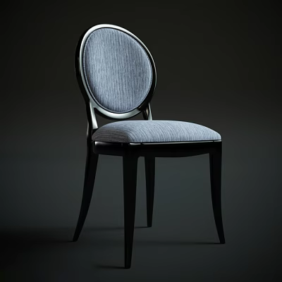 Modern Leisure Chair With Gray Fabric Upholstery And Curved Backrest Design 3d model