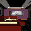 Modern KTV Interior Design With Red Sofas Black Marble Floor And Large Screen TV 3d model