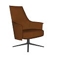 Brown Leather Office Chair with Ergonomic Armrests Swivel Function and Black Star Base