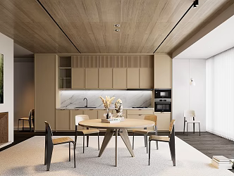 Modern dining room table and chair cabinet chandelier 3d model
