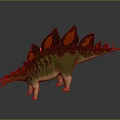 Detailed Stegosaurus Dinosaur Model With Green Brown Body And Red Back Plates