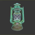 Vintage Brass Kerosene Lamp Furniture Decorative Piece With Glass Shade And Metal Frame