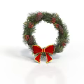 Festive Christmas Wreath Decoration With Green Foliage Red Berries And Red Bow Accent