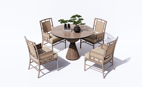 New Chinese Style Casual Table and Chair Combination Casual Table and Chair 3d model