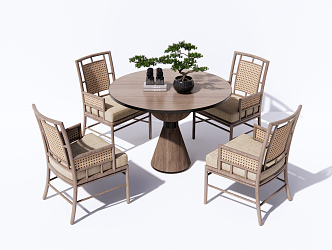 New Chinese Style Casual Table and Chair Combination Casual Table and Chair 3d model