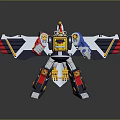 Mechanical Robot Character With Eagle Inspired Wings And Colorful Armor Design 3d model