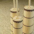 Bamboo Toothpick Holders Set For Practical Household Storage With Decorative Design 3d model