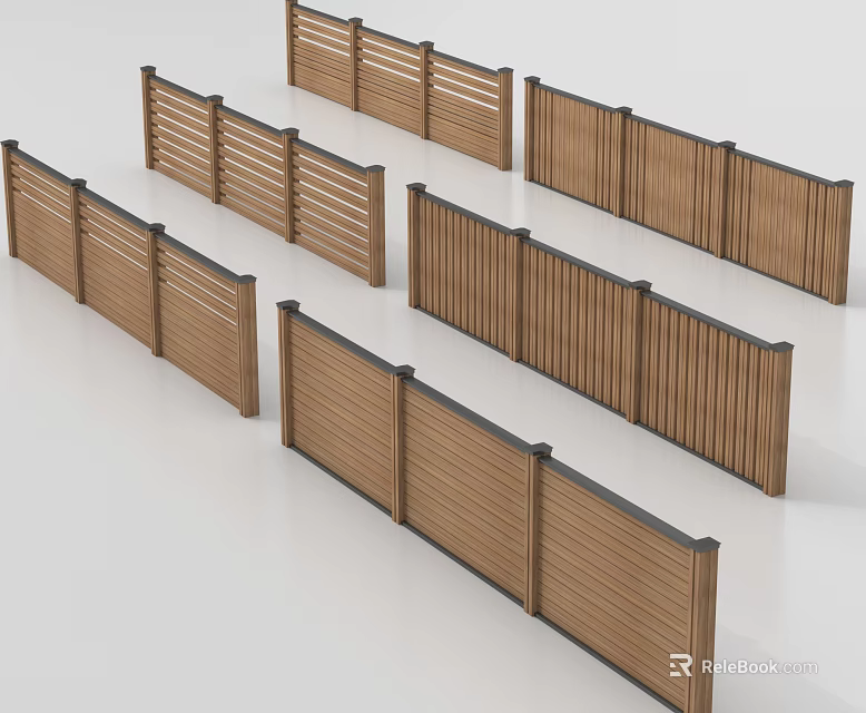 Wooden Slatted Railings With Modern Design For Outdoor Garden And Patio Use 3d model 