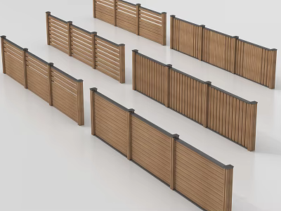 Wooden Slatted Railings With Modern Design For Outdoor Garden And Patio Use 3d model