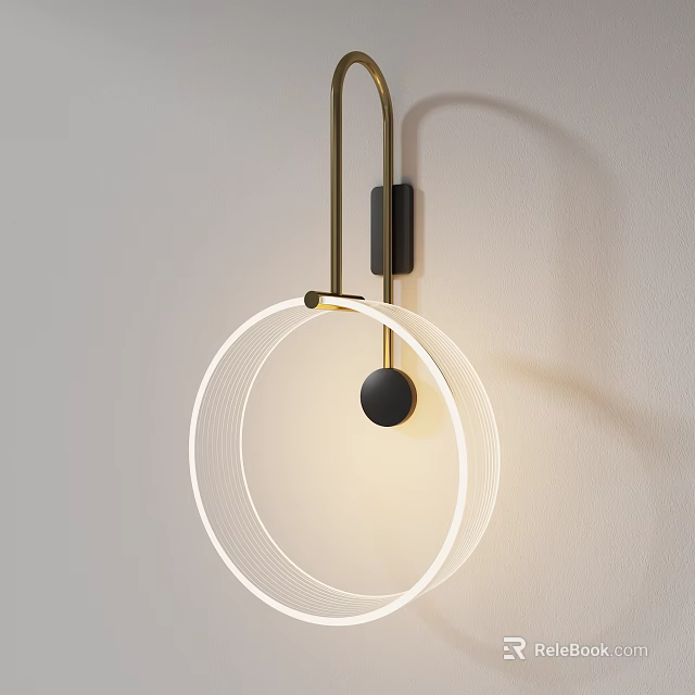 Modern Circular Design Wall Sconce With Metal Bracket And Warm Light Glow 3d model 