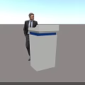 White Functional Desk With Blue Accent For Standing Speech Presentation Use 3d model