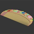 Handcrafted Wooden Comb With Intricate Floral Carvings For Daily Hair Grooming
