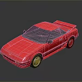 Red Sports Car With Two Door Design And Rear Spoiler On Shiny Surface