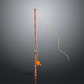 Red Equipment Pole With Multiple Connected Sections And Yellow Cord Base Device 3d model
